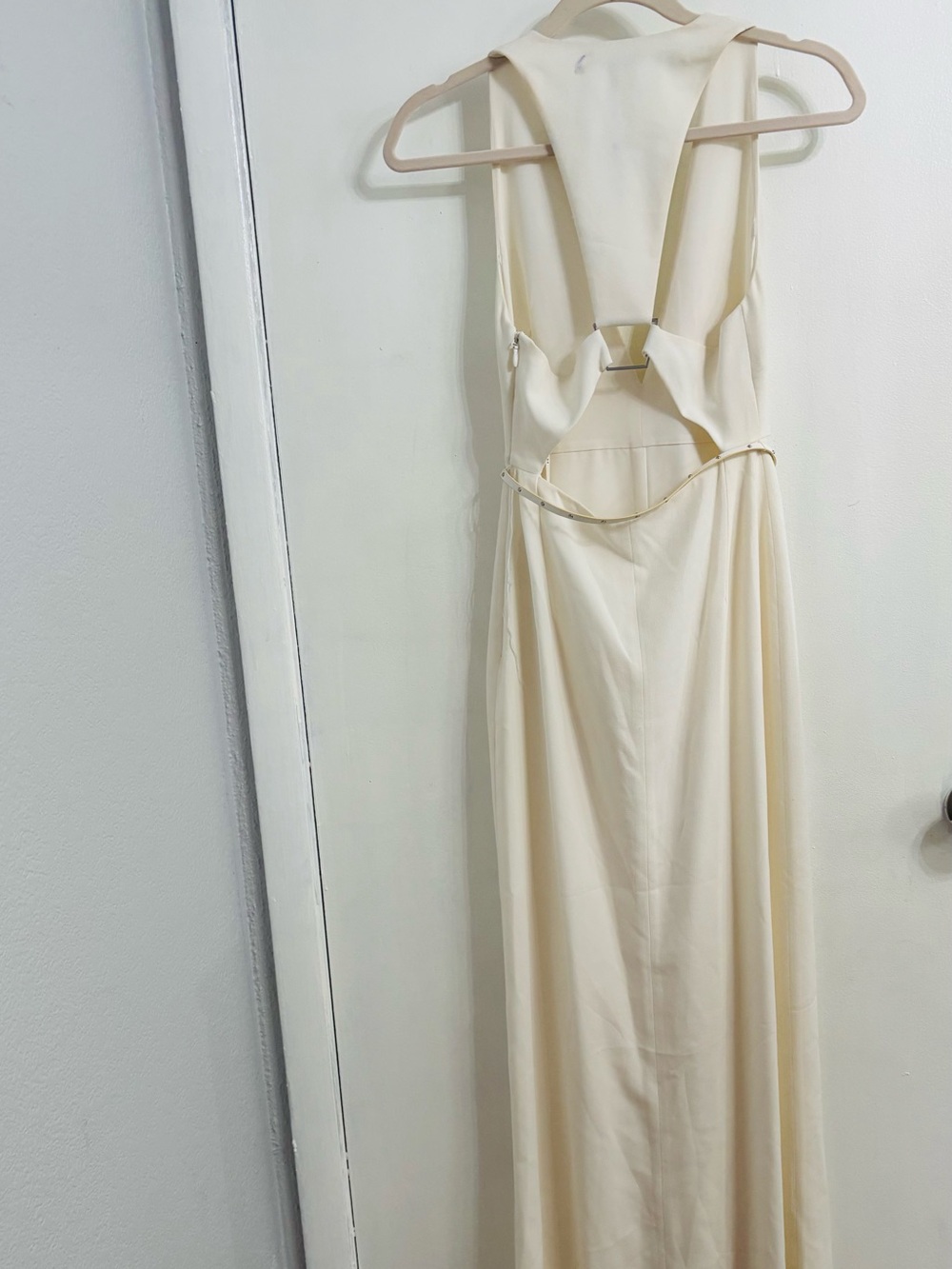 Halston Heritage Ivory Halter V-Neck Maxi Dress - Picture 8 of 10